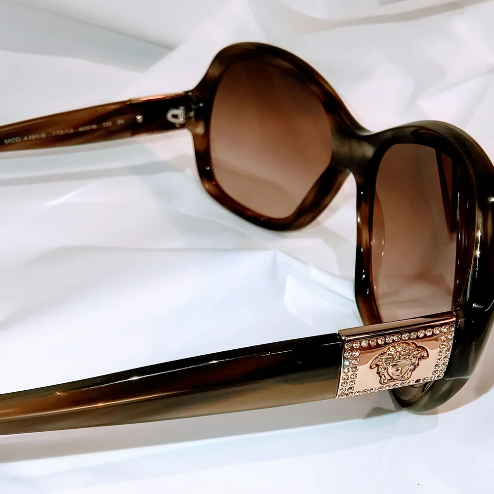 VERSACE Women's Tortoiseshell Sunglasses with Gold‎ & Rhinestone Accents